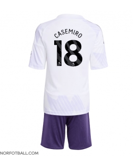 Billige Fotballdrakt Manchester United Casemiro #18 Replika Bortedraktsett Barn 2025-26 Kortermet (med bukser)